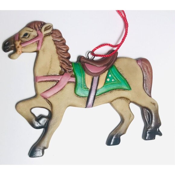 1986 Schmid Shackman Carousel Horse Ornament Vintage Original Label - Picture 3 of 5